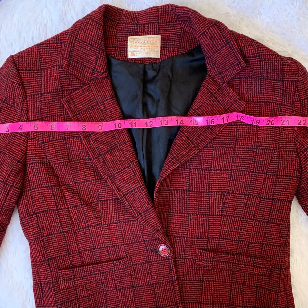 70s Vintage Pendleton Wool 1 Button Striped Blazer - Picture 9 of 13
